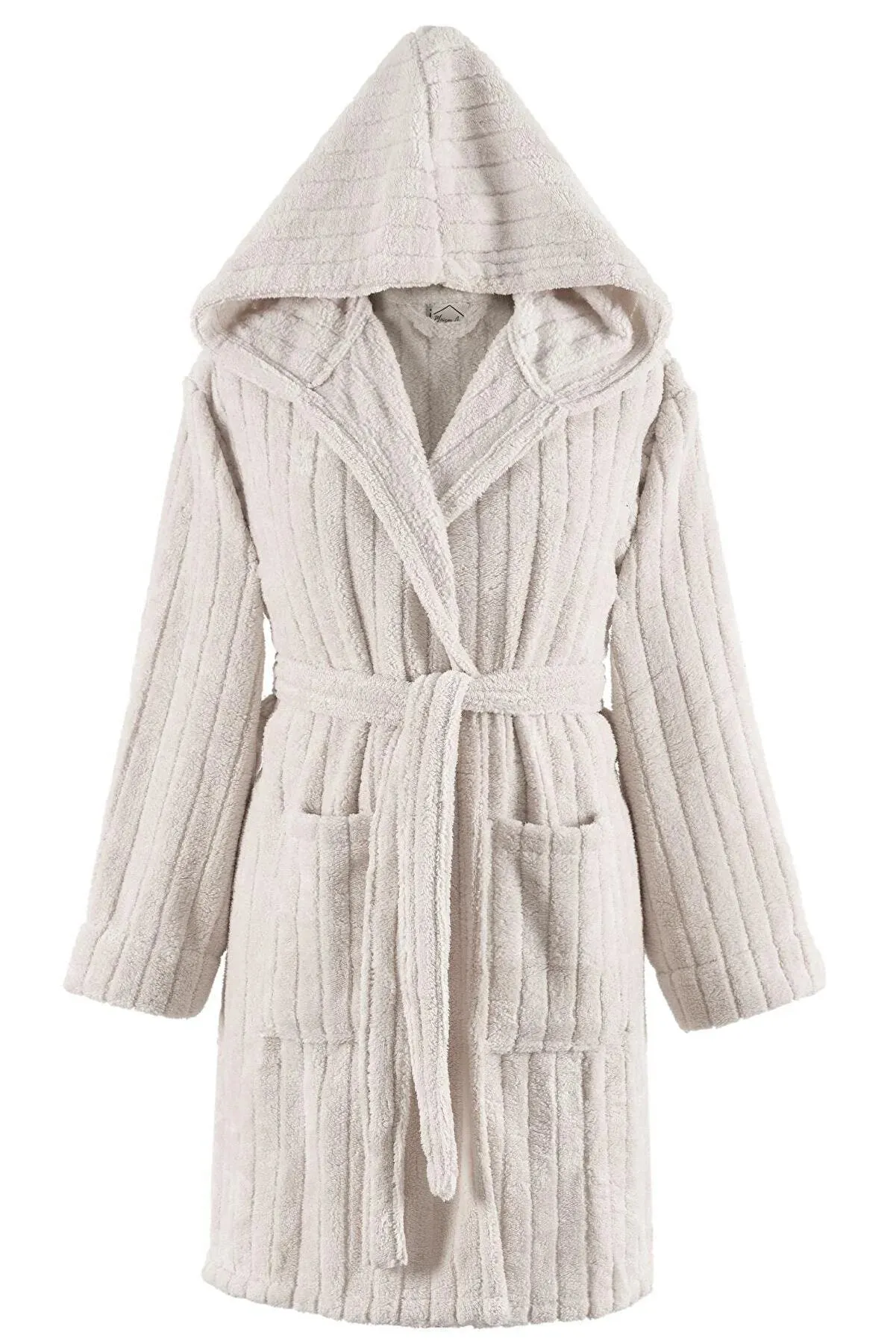 Zeynep Tekstil Women's Cream Comfy Luxurious Hooded Wellsoft Plush Bathrobe